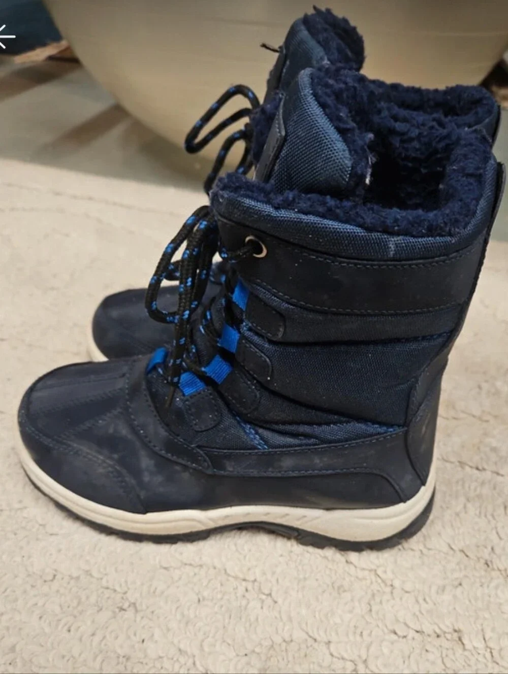 Beverly Hills Polo Club Boys Snow Boots Navy Blue / Black - Size 2 (GUC)
